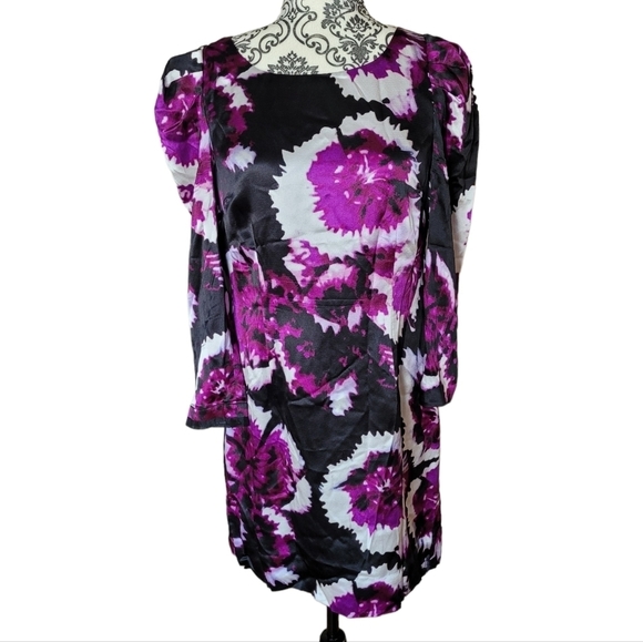 Anthropologie leifsdottir silk floral long sleeve shift dress size 6 - Picture 1 of 12